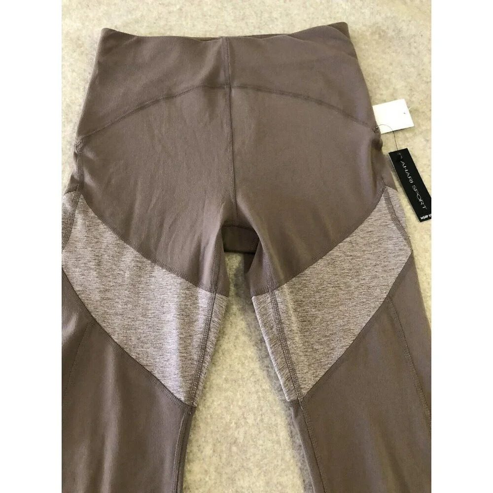 Tahari Sport NWT Women Brown Activewear Yoga Pant Legging Side Mesh Breathable M - Picture 3 of 10